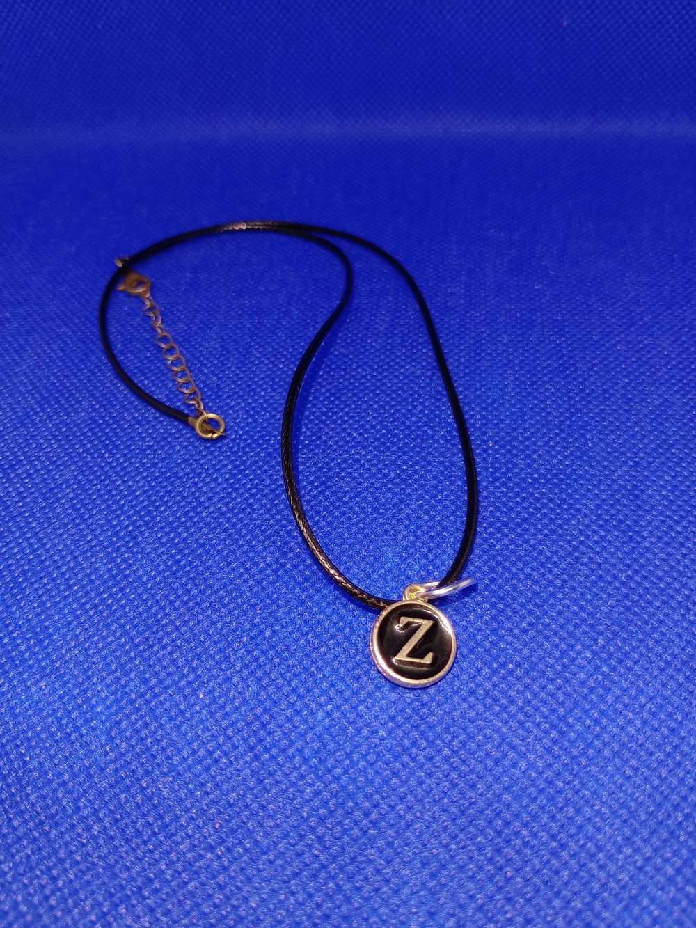 Initial 'Z' Pendant Necklace in Black and Gold